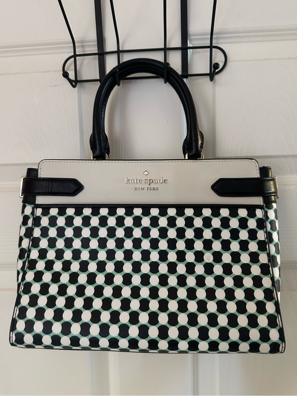 kate spade Black, White & Teal Geometric Satchel